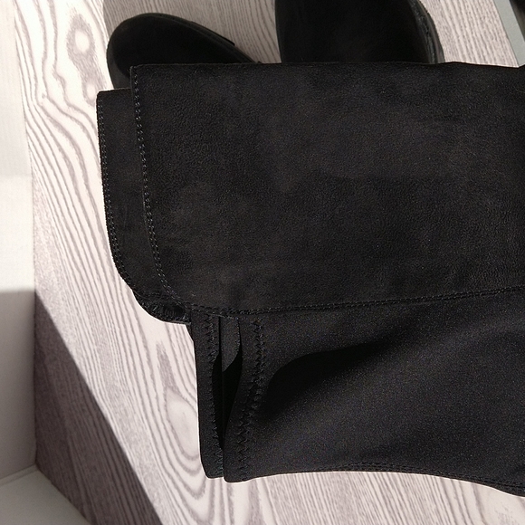 Unisa Black Tall Knee Faux Suede Boots Slip-On Elastic - Picture 11 of 16